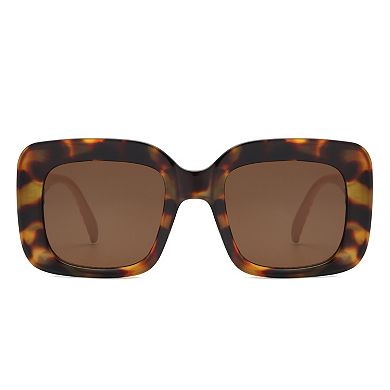 Chunky Flat Top Square Thick Frame Sunglasses