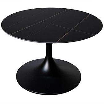 Verve 27" Round Coffee Table with Sintered Stone Top and Stainless Steel Base