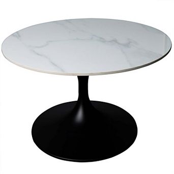 Verve 27" Round Coffee Table with Sintered Stone Top and Stainless Steel Base