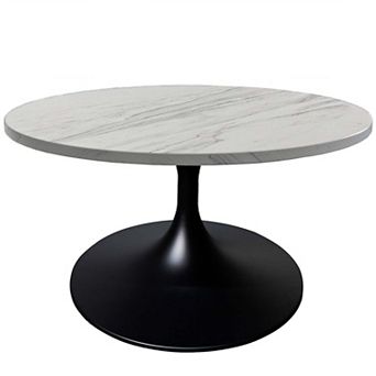 27" Round Coffee Table with Resin Top and Stainless Steel Base Verve Series