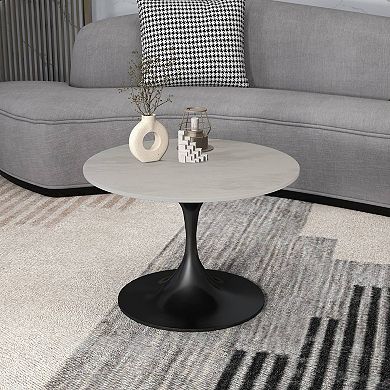 27" Round Coffee Table with Resin Top and Stainless Steel Base Verve Series