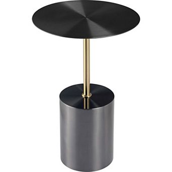 LeisureMod Malta Round Side Table with Stainless Steel Pedestal Base