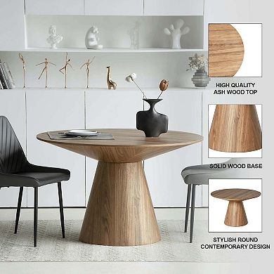 Round 47" Dining Table with Ash Wood Veneer Top Fynix Collection