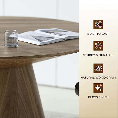 Round 47" Dining Table with Ash Wood Veneer Top Fynix Collection