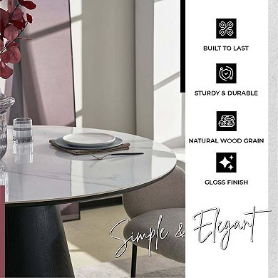 Round 47" Dining Table with Sintered Stone Top Riven Collection