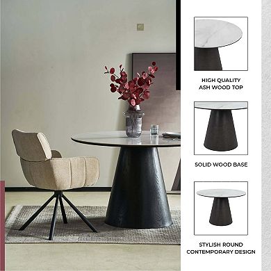 Round 47" Dining Table with Sintered Stone Top Riven Collection