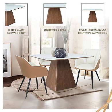 47" Square Dining Table with Sintered Stone Top and Ash Wood Base