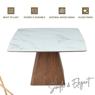47" Square Dining Table with Sintered Stone Top and Ash Wood Base
