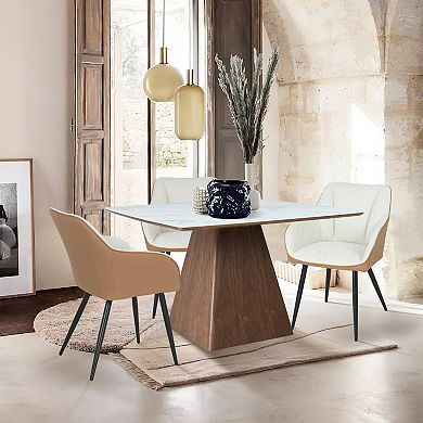 47" Square Dining Table with Sintered Stone Top and Ash Wood Base