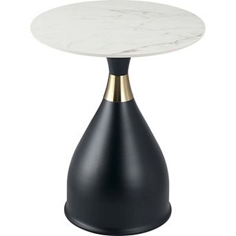 LeisureMod Bento Round Side Table with Stainless Steel Pedestal Base