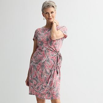 Petite Robbie Bee Extended Sleeve Sarong Tie Dress