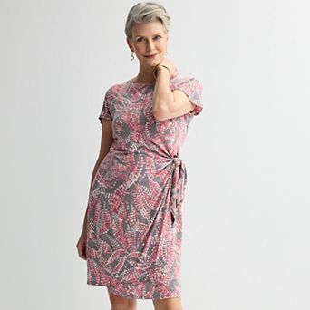 Petite Robbie Bee Extended Sleeve Sarong Tie Dress