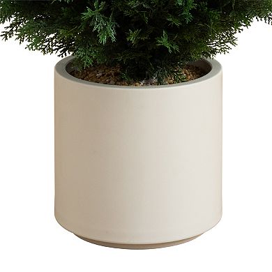 Nearly Natural 4ft. UV Resistant Artificial Cedar Tree in Decorative White Planter