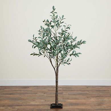 nearly natural 5-ft. Pre-Lit Artificial Fruiting Olive Tree