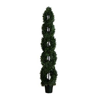 nearly natural 7-ft. Pre-Lit Double Pond Cypress Spiral Topiary