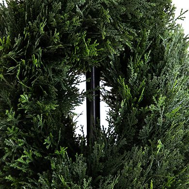 nearly natural 7-ft. Pre-Lit Double Pond Cypress Spiral Topiary