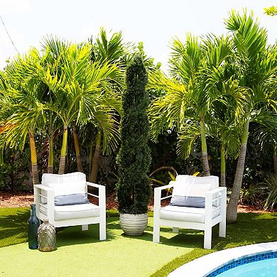 nearly natural 7-ft. Pre-Lit Double Pond Cypress Spiral Topiary