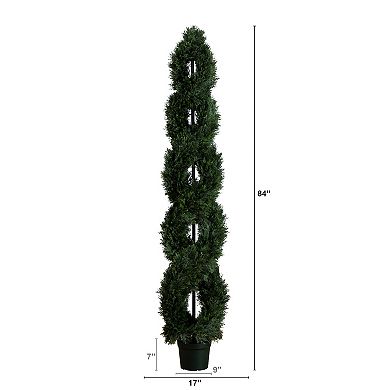 nearly natural 7-ft. Pre-Lit Double Pond Cypress Spiral Topiary