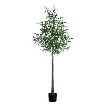 nearly natural 6-ft. 300 LED Light Bulbs Pre-Lit Artificial Olive Tree