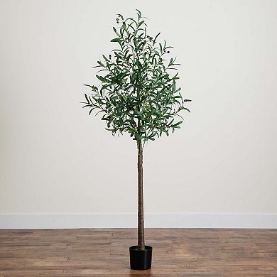 nearly natural 6-ft. 300 LED Light Bulbs Pre-Lit Artificial Olive Tree