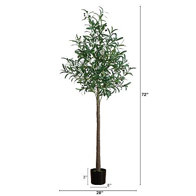 nearly natural 6-ft. 300 LED Light Bulbs Pre-Lit Artificial Olive Tree