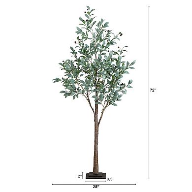 nearly natural 6-ft. Pre-Lit Artificial Fruiting Olive Tree