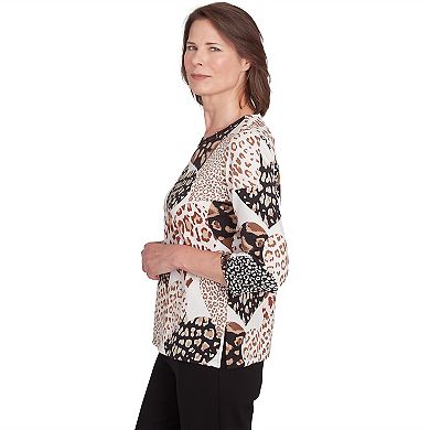Petite Alfred Dunner Animal Print Hearts Top