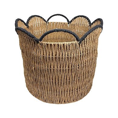 Belle Maison Small Paper Weave Bin with Scallop Trim