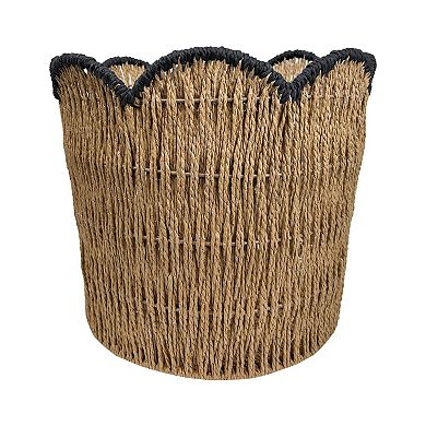 Belle Maison Small Paper Weave Bin with Scallop Trim