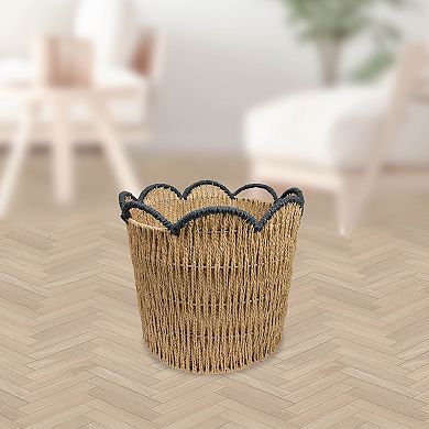 Belle Maison Small Paper Weave Bin with Scallop Trim
