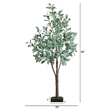 nearly natural 4-ft. Pre-Lit Artificial Fruiting Olive Tree