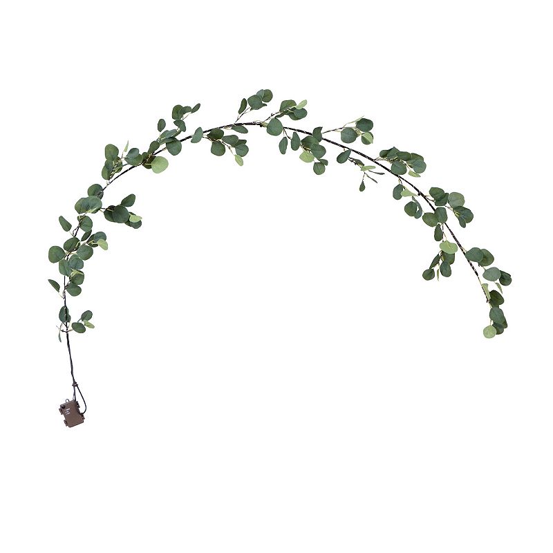nearly natural 6.5-ft. pre-lit artificial eucalyptus garland, multi