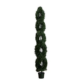 nearly natural 8-ft. Pre-Lit Double Pond Cypress Spiral Topiary