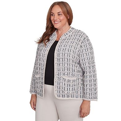 Plus Size Alfred Dunner Textured Collared Knit Jacket