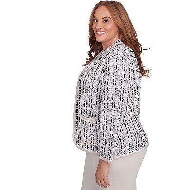 Plus Size Alfred Dunner Textured Collared Knit Jacket
