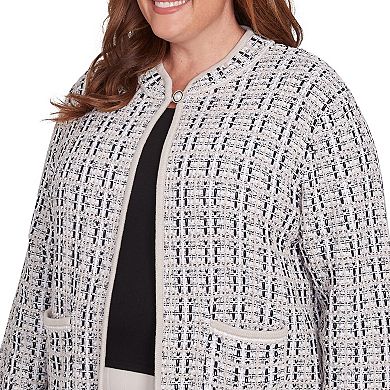 Plus Size Alfred Dunner Textured Collared Knit Jacket