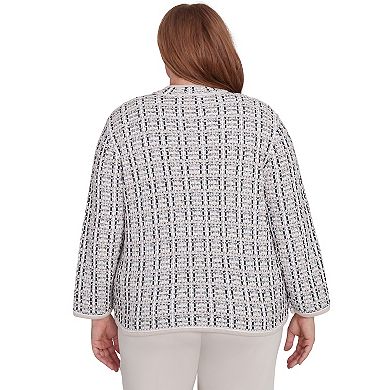 Plus Size Alfred Dunner Textured Collared Knit Jacket