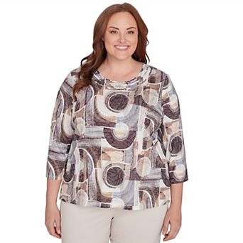 Plus Size Alfred Dunner Geometric Patch Print Top