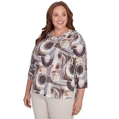 Plus Size Alfred Dunner Geometric Patch Print Top