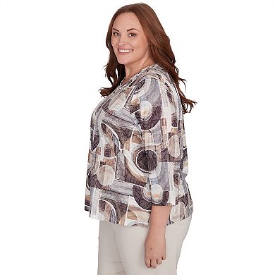 Plus Size Alfred Dunner Geometric Patch Print Top