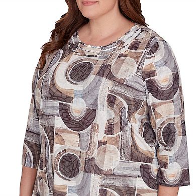 Plus Size Alfred Dunner Geometric Patch Print Top