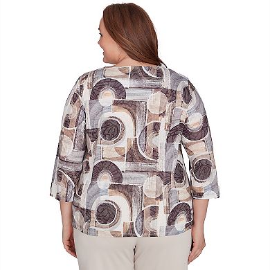 Plus Size Alfred Dunner Geometric Patch Print Top
