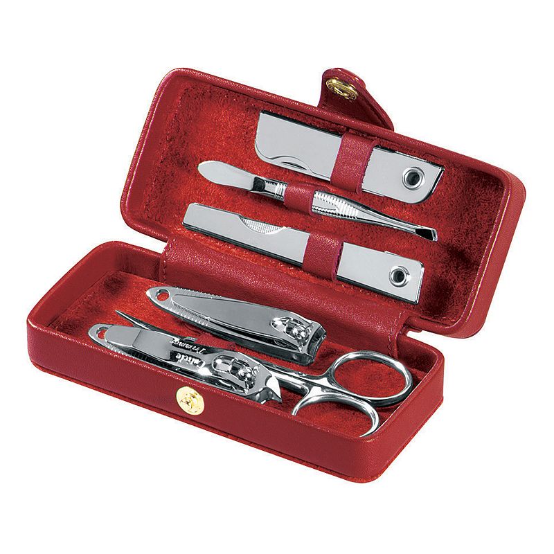 Royce Leather Manicure Set, Red