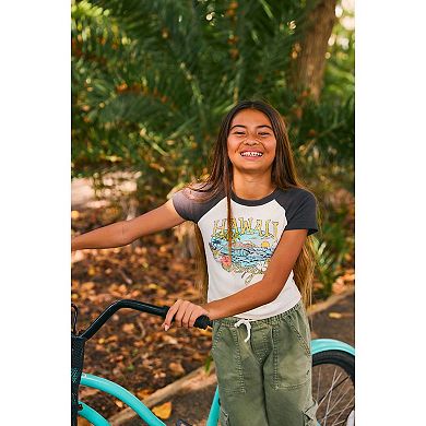 Girls 7-16 Roxy Hawaiian Graphic Raglan Short Sleeve Baby Tee