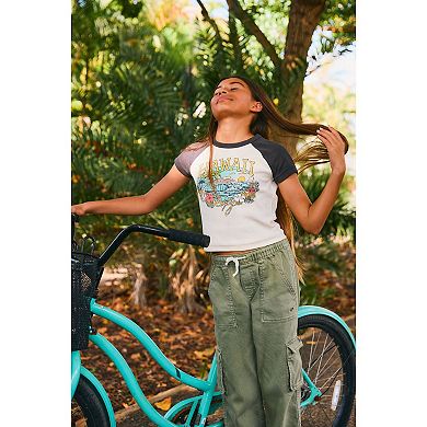 Girls 7-16 Roxy Hawaiian Graphic Raglan Short Sleeve Baby Tee