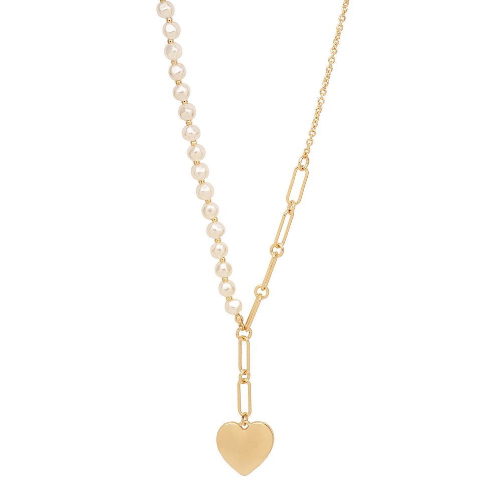 Emberly Gold Pendant Necklace in Pearl