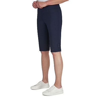 Hearts Of Palm Petite Essentials Solid Color Tech Stretch Skimmer With Elastic Waistband