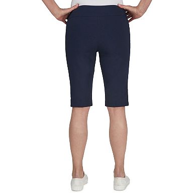 Hearts Of Palm Petite Essentials Solid Color Tech Stretch Skimmer With Elastic Waistband