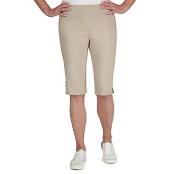 Hearts Of Palm Petite Essentials Solid Color Tech Stretch Skimmer With Elastic Waistband