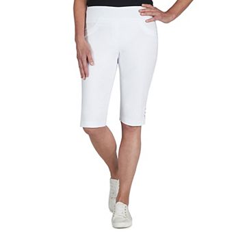 Hearts Of Palm Petite Essentials Solid Color Tech Stretch Skimmer With Elastic Waistband